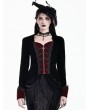 Dark in Love Black and Red Gothic Cross Zipper Velvet Tailcoat Jacket for Women