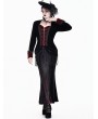Dark in Love Black and Red Gothic Cross Zipper Velvet Tailcoat Jacket for Women