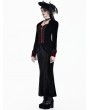 Dark in Love Black and Red Gothic Cross Zipper Velvet Tailcoat Jacket for Women