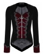 Dark in Love Black and Red Gothic Cross Zipper Velvet Tailcoat Jacket for Women