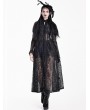 Dark in Love Black Romantic Gothic Floral Hollow Lace Maxi Duster Coat for Women