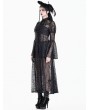 Dark in Love Black Romantic Gothic Floral Hollow Lace Maxi Duster Coat for Women