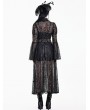 Dark in Love Black Romantic Gothic Floral Hollow Lace Maxi Duster Coat for Women