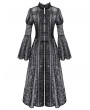 Dark in Love Black Romantic Gothic Floral Hollow Lace Maxi Duster Coat for Women
