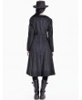 Dark in Love Black Gothic Spiderweb Lace Pinstripe Woolen Long Coat for Women