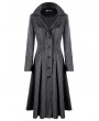 Dark in Love Black Gothic Spiderweb Lace Pinstripe Woolen Long Coat for Women