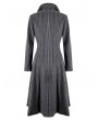 Dark in Love Black Gothic Spiderweb Lace Pinstripe Woolen Long Coat for Women