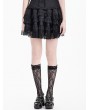 Dark in Love Black Gothic Lolita Rose Cross Lace Flounce Skirt