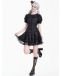 Dark in Love Black Gothic Lolita Rose Cross Lace Flounce Skirt