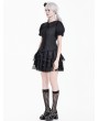 Dark in Love Black Gothic Lolita Rose Cross Lace Flounce Skirt
