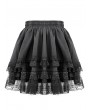 Dark in Love Black Gothic Lolita Rose Cross Lace Flounce Skirt