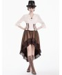 Dark in Love Brown Steampunk Gothic Lace Flounce High-Low Suede Skirt