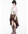 Dark in Love Brown Steampunk Gothic Lace Flounce High-Low Suede Skirt