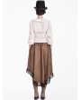 Dark in Love Brown Steampunk Gothic Lace Flounce High-Low Suede Skirt