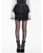 Dark in Love Black Gothic Lolita Baroque Lace Applique Tiered Ruffle Skirt