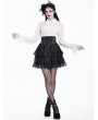Dark in Love Black Gothic Lolita Baroque Lace Applique Tiered Ruffle Skirt