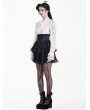 Dark in Love Black Gothic Lolita Baroque Lace Applique Tiered Ruffle Skirt