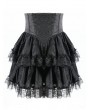 Dark in Love Black Gothic Lolita Baroque Lace Applique Tiered Ruffle Skirt
