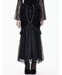 Dark in Love Black Gothic Coffin Cross Lace Applique Velvet Fishtail Skirt