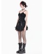 Dark in Love Black Gothic Cross Zipper Lace-Up Punk Mini Skirt