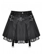 Dark in Love Black Gothic Punk Buckle Lace Hem Pleated Mini Skirt