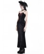 Dark in Love Black and Red Gothic Beaded Tassel Lace Velvet Mermaid Skirt
