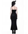 Dark in Love Black and Red Gothic Beaded Tassel Lace Velvet Mermaid Skirt