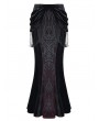 Dark in Love Black and Red Gothic Beaded Tassel Lace Velvet Mermaid Skirt