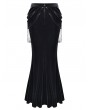 Dark in Love Black and Red Gothic Beaded Tassel Lace Velvet Mermaid Skirt