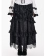 Dark in Love Black Gothic Romantic Lace Tiered Ruffle Maxi Skirt