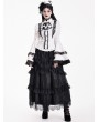 Dark in Love Black Gothic Romantic Lace Tiered Ruffle Maxi Skirt