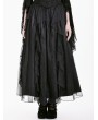 Dark in Love Black Gothic Baroque Lace Layered Mesh Ruffle Maxi Skirt