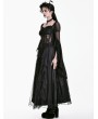 Dark in Love Black Gothic Baroque Lace Layered Mesh Ruffle Maxi Skirt