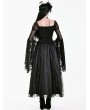 Dark in Love Black Gothic Baroque Lace Layered Mesh Ruffle Maxi Skirt