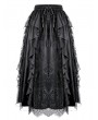 Dark in Love Black Gothic Baroque Lace Layered Mesh Ruffle Maxi Skirt