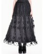 Dark in Love Black Gothic Baroque Lace Floral Applique Tiered Maxi Skirt