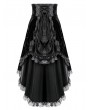 Dark in Love Black Gothic Thorn Rose Velvet High-Low Swallowtail Maxi Skirt