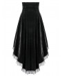 Dark in Love Black Gothic Thorn Rose Velvet High-Low Swallowtail Maxi Skirt