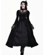 Dark in Love Black Gothic Layered Pleated Mesh Velvet A-Line Maxi Skirt