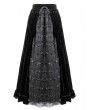 Dark in Love Black Gothic Layered Pleated Mesh Velvet A-Line Maxi Skirt