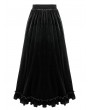 Dark in Love Black Gothic Layered Pleated Mesh Velvet A-Line Maxi Skirt