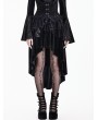 Dark in Love Black Gothic Embossed Velvet Tiered Ruffle High-Low Corset Skirt