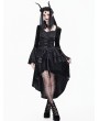 Dark in Love Black Gothic Embossed Velvet Tiered Ruffle High-Low Corset Skirt