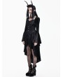 Dark in Love Black Gothic Embossed Velvet Tiered Ruffle High-Low Corset Skirt