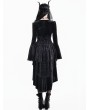 Dark in Love Black Gothic Embossed Velvet Tiered Ruffle High-Low Corset Skirt