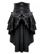 Dark in Love Black Gothic Embossed Velvet Tiered Ruffle High-Low Corset Skirt