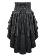 Dark in Love Black Gothic Embossed Velvet Tiered Ruffle High-Low Corset Skirt