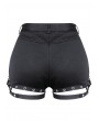 Dark in Love Black Gothic Punk Lace-Up Eyelet Shorts for Women