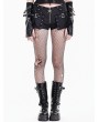Dark in Love Black Gothic Skull Zipper Tactical Punk Shorts for Women