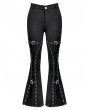 Dark in Love Black Gothic Punk Grommet Buckled Strap Flare Pants for Women